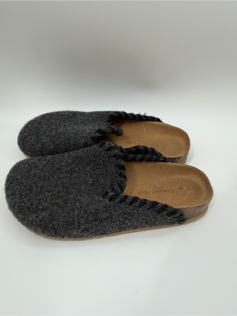Garnet Hill Gray Wool Slip On Mules - Picture 4 of 5